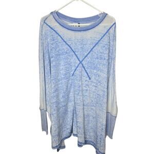 Anthropologie Akemi + Kim Blue Burnout Oversized Dolman Sleeve Top Size M/L